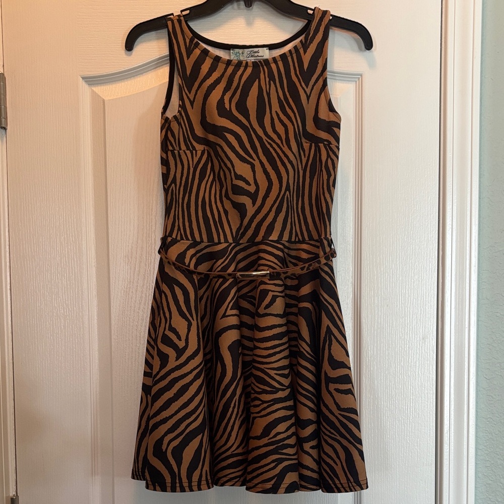 Little Mistress Elegant Zebra Print Dress